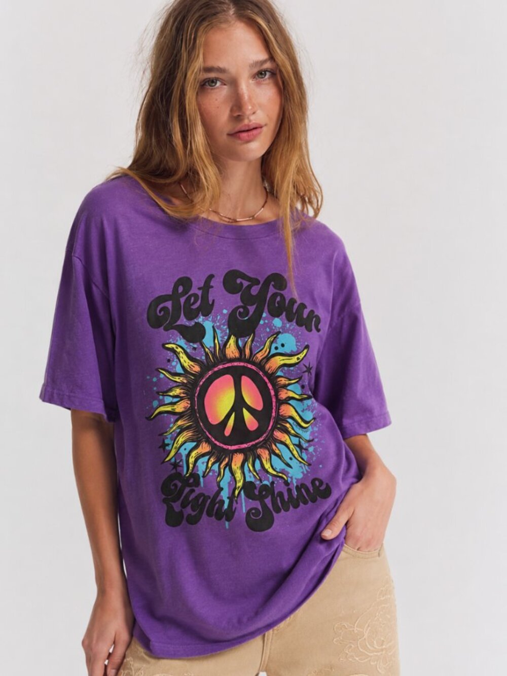 ONE 24 RAGS PEACE SIGN OVERSIZED TEE